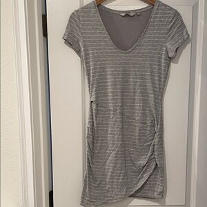 Athleta Heather Gray white Striped dress xs